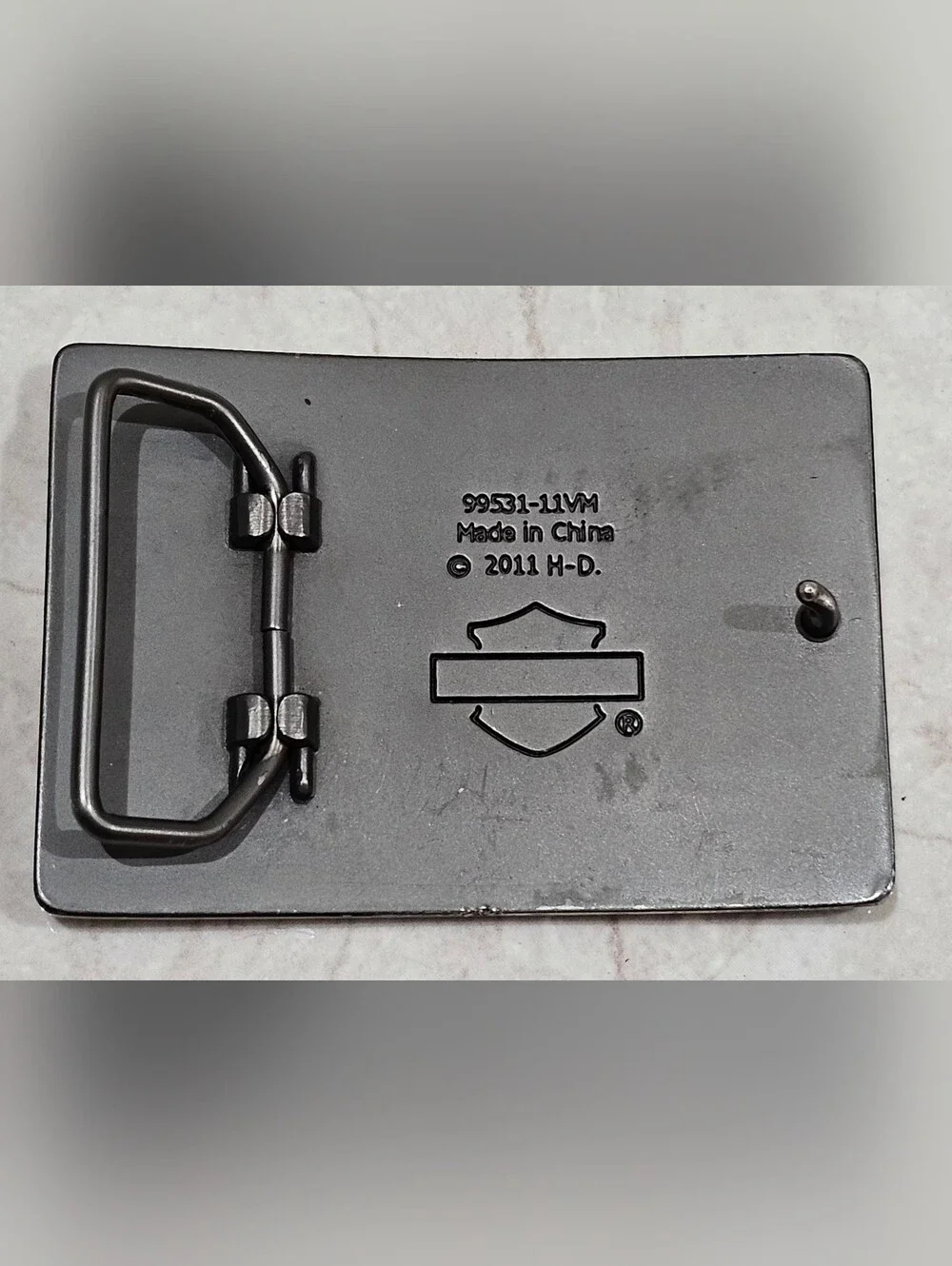 BRAND NEW Harley-Davidson Black and Silver Rectangular Logo Belt Buckle